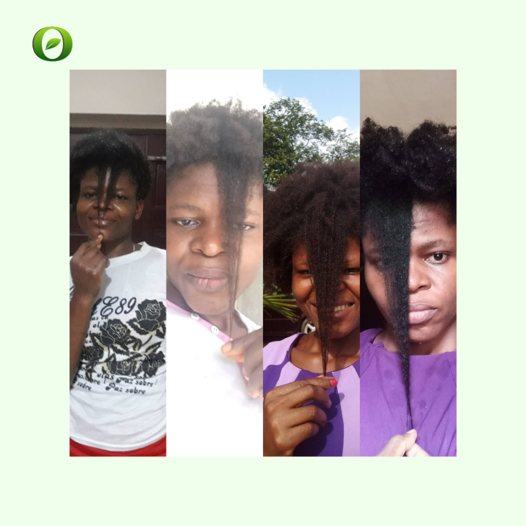 4 pictures showing hair growth